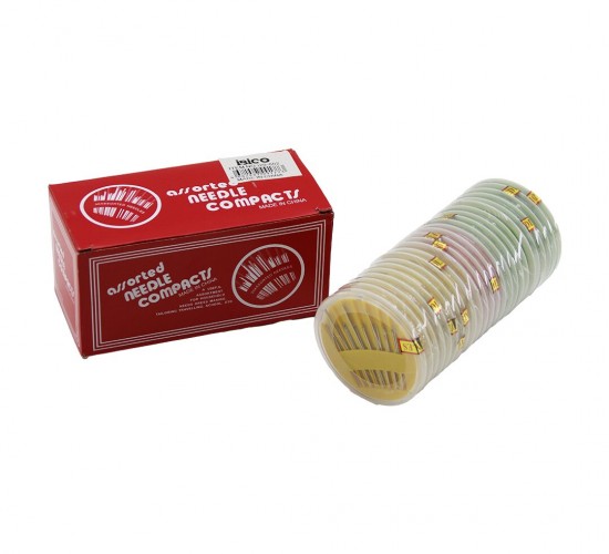 İBİCO İ20-002 ASSORTED NEEDLE COMPACTS-902  ( 25PCS ) ( YUVARLAK KUTU ) DİKİŞ İĞNESİ SETİ *24X60