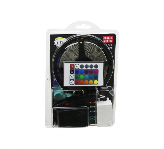 ELİTLED EL-07-RUS-K ( 5MT ) (KUMANDALI & ADAPTÖRLÜ) (RGB RENKLİ) ŞERİT LED (IP65=SU GEÇİRMEZ) (SMD=2835) (54LEDs/m)*36