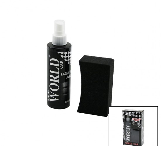 SHINE WORLD CAR ( LASTİK & TAMPON ) PARLATICI SPREY SETİ ( PLASTİK ŞİŞE ) ( 250ML ± %10 ) ( PARLATMA SÜNGERİ )*24