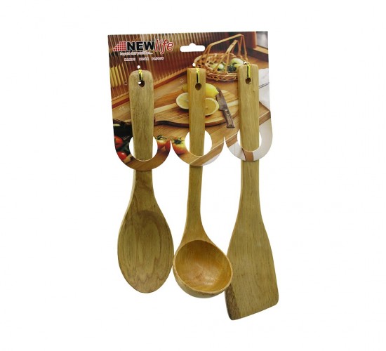 NEWLİFE CLKN-2337 ( 3PCS ) ( AHŞAP BAMBU ) MUTFAK SERVİS SETİ ( KAŞIK=27CM & KEPÇE=27CM & SPATULA=32CM )*72