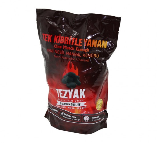 TEZYAK ( YENİ NESİL ) MANGAL KÖMÜRÜ ( 2KG ) ( DUMANSIZ ) ( TEK KİBRİT İLE YANAR=ÇIRA ODUN GEREKMEZ )*10=K