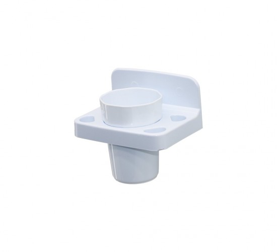QLUX L-00646 ( ZEN ) DİŞ FIRÇALIK ( D.GEN: 8X12CM ) ( BARDAKLI + 4-FIRÇALIK )(BEYAZ ABS PLASTİK) ( YAPIŞKANLI MONTAJ )*24=K