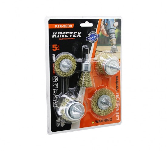 KINETEX KTX-3238 ( 5PCS ) SAÇAKLI ÇELİK TEL & ÇANAK FIRÇA SETİ*60