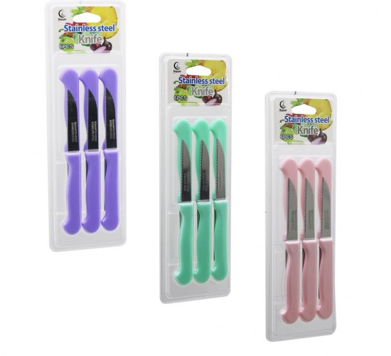 NAYUAN STAİNLESS STEEL KNİFE ( 6PCS ) MEYVE BIÇAK ( RENKLİ PLASTİK SAPLI ) ( VAKUMLU AMBALAJ ) ( BRKT-806155 )*288