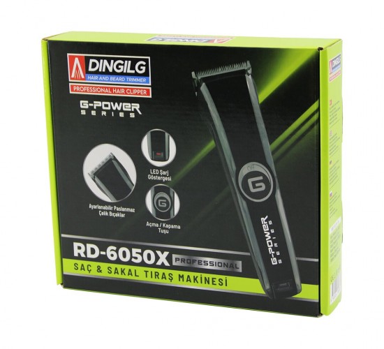 DINGILG MR.TRİMMER RD-6050(X) (G-POWER) (G-PLUS) SAÇ SAKAL KESME & TRAŞ MAKİNESİ (AYARLI BIÇAK=0.1-05MM) (FİŞ ŞARJLI) (KROM KAPLI GÖVDE)*40