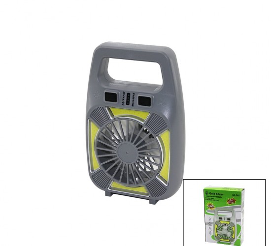 GOLD SİLVER GS-265 (2İN1=MİNİ FAN & FENER) (USB ŞARJ) (2 KADEME HIZ) (LAMBA=4 FONKSİYON & 10W) (SU GEÇİRMEZ)(TAŞIMA KULP) MİNİ VANTİLATÖR*80