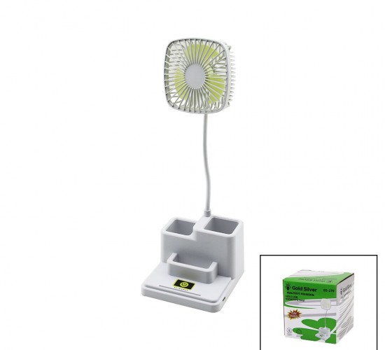 GOLD SİLVER GS-270 (KALEMLİKLİ) M.ÜSTÜ VANTİLATÖR (USB ŞARJLI) (FAN:8.9CM& AKROBAT AYAK=23CM+KALEMLİK:36.5CM)(TELEFONLUK)*60