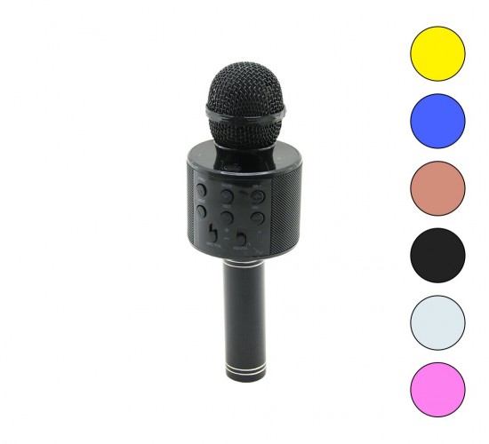 HANDHELD KTV WS-858 PLATOON PL-2463 WİRELESS (MİKROFON) KARAOKE & HOPARLÖR (USB ŞARJLI) (USB & TF & AUX) (RENKLİ KROM KAPLAMA) (PİL:800mAh & DC 5V)*50