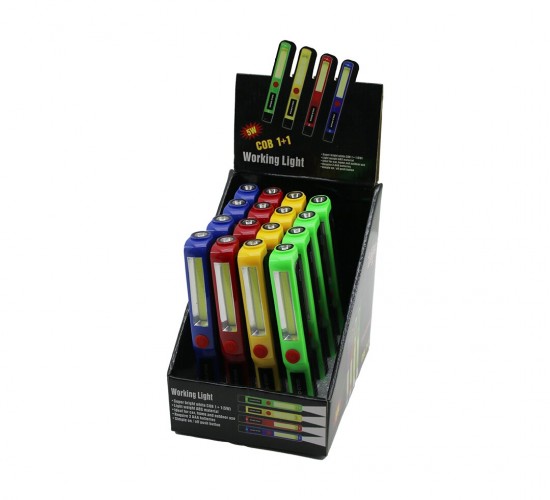 GOLD ORION WORKİNG LİGHT (KALEM MODEL) (MIKNATISLI) (PİLLİ) LEDLİ EL FENERİ (COB 1+1-LED: 5W) (CEP & KEMER ASKILIKLI) (17CM)*16X18