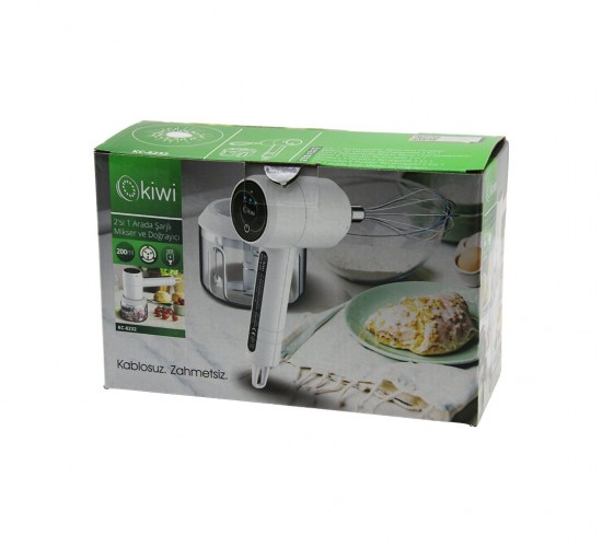 KİWİ KC-8232 ( 2İN1 ) (USB ŞARJLI) MİKSER & DOĞRAYICI (20W) (200ML) (3-KADEME HIZ=IŞIKLI GÖSTERGE) (DC 5V / 1A) (Lİ-İON PİL:1500mAh)*12