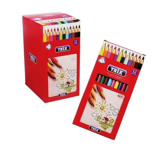 TRİX T-10 ( 12PCS = 12 RENK ) KURU BOYA KALEMİ TAM BOY*12X20