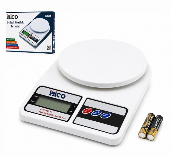 İBİCO İ11-007 SF-400 ( DİJİTAL & PİLLİ ) MUTFAK TERAZİSİ TARTI ( 10KG / 1GR )*40