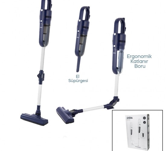 SİNBO SVC-8625 DİKEY ELEKTRİKLİ PRATİK SÜPÜRGE ( ERGOMİK KATLANABİLİR BORU & ESNEK HAREKET) ( 600W MOTOR & 3 HEPA FİLTRE )*1