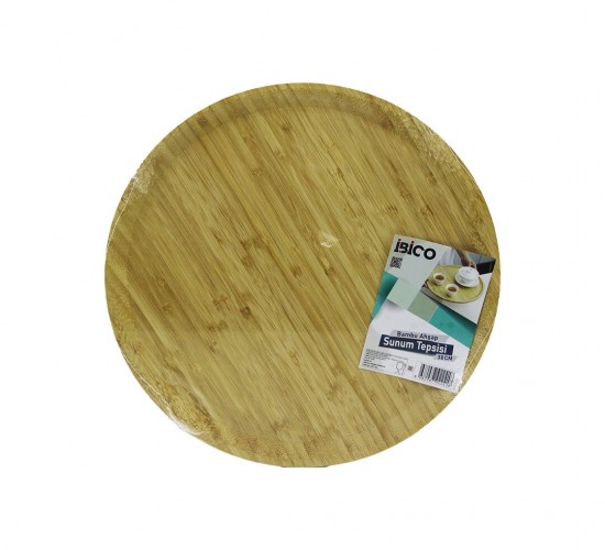 İBİCO İ22-241 ( YUVARLAK=38CM ) AHŞAP BAMBU SERVİS SUNUM TEPSİ & TAHTASI*24