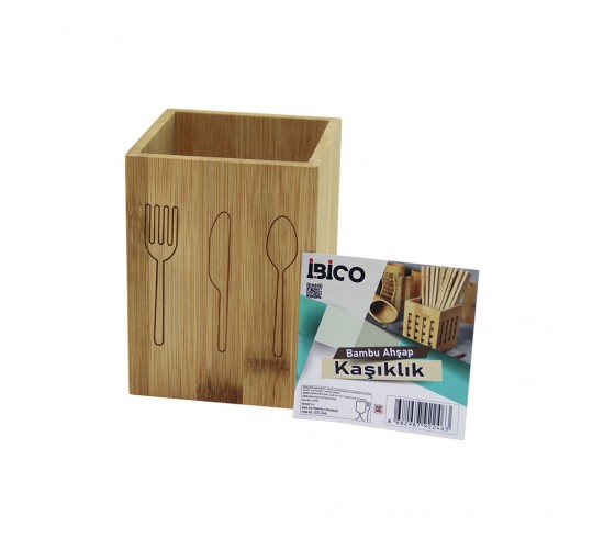 İBİCO İ22-246 ( KÜÇÜK ) ( KARE=9X9CM ) ( AHŞAP BAMBU ) KAŞIKLIK ORGANİZER*60