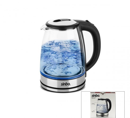SİNBO SK-8033 ( CAM & LEDLİ ) KETTLE ( 1.8LT ) ( GİZLİ REZİSTANS & KABLOSUZ ) (360° GÖVDE ) 1500W*4
