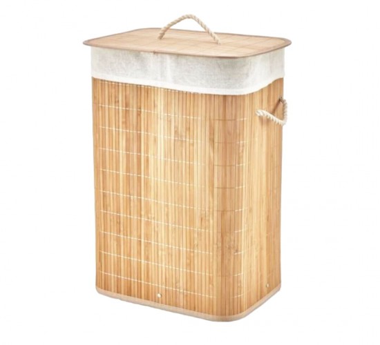 İBİCO İ21-076 ( DİKDÖRTGEN ) ( 40X30CM & Y:60CM ) ( BAMBU AHŞAP ) KİRLİ ÇAMAŞIR SEPETİ ( SEYYAR KAPAKLI ) ( KUMAŞ ÇANTALI ) ( İP KULPLU )*12
