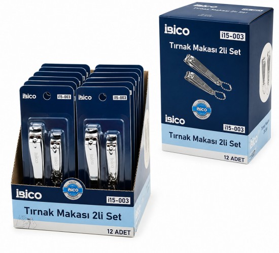 İBİCO İ15-003 ( 2PCS ) ( GRİ ) TIRNAK MAKASI SETİ ( 1-BÜYÜK & 1-KÜÇÜK )*12X30