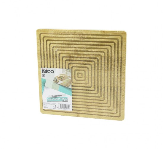 İBİCO İ22-259 ( KARE ) ( ÇİFT TARAFLI = DÜZ & KANALLI ) ( AHŞAP BAMBU ) SERVİS SUNUM TEPSİ & TAHTASI ( 28X28CM )*24
