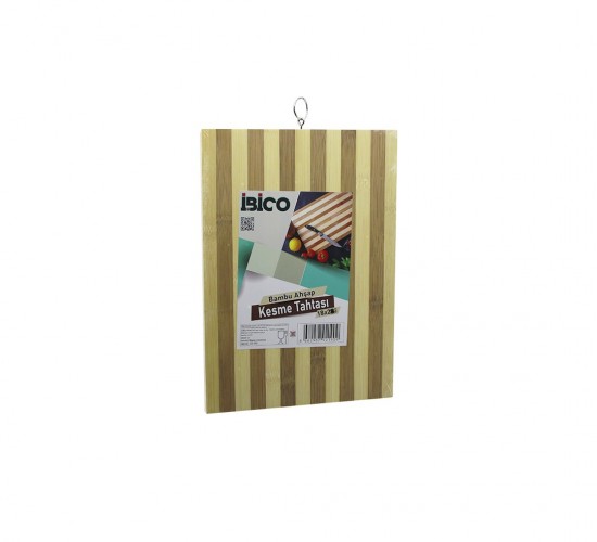 İBİCO İ22-187 ( 18X28 X 1.3CM ) ( BEYAZ ÇİZGİLİ ) ( AHŞAP BAMBU ) KESİM PANOSU & KESME TAHTASI ( METAL KULPLU )*30