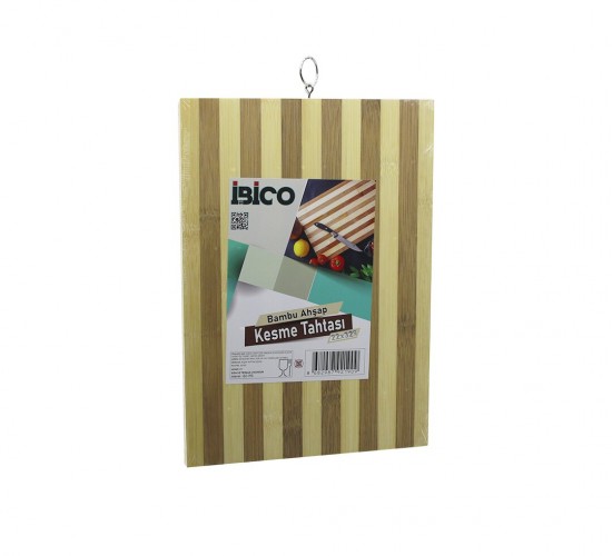 İBİCO İ22-189 ( 22X32 X 1.3CM ) ( BEYAZ ÇİZGİLİ ) ( AHŞAP BAMBU ) KESİM PANOSU & KESME TAHTASI ( METAL KULPLU )*30