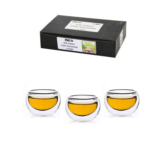 İBİCO İ22-146 ( 6PCS ) ( DÜZ CAM ) ( ÇİFT CİDARLI ) SOSLUK & LOKUMLUK ( 50 ML )*30=K