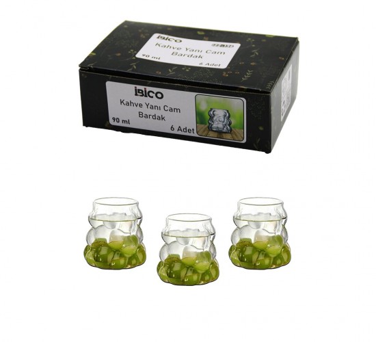 *İBİCO İ22-136 ( 6PCS ) ( KULPSUZ ) ( ÜZÜM & KABARCIKLI CAM ) KAHVE YANI BARDAK ( 90ML )*24=K