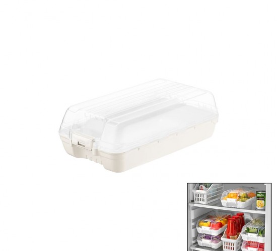 DÜNYA DP-07412-101 ( KAR BEYAZ ) ŞEFFAF PLASTİK BUZDOLABI ORGANİZERİ KAPAKLI ( 320X183X103MM )*12=K
