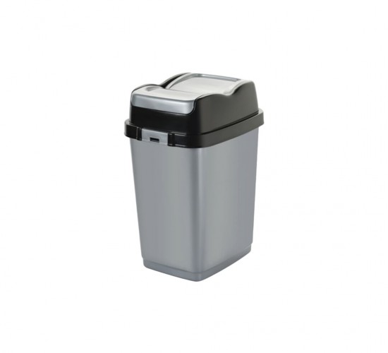 DÜNYA-09711-400&410 ( SİYAH & GRİ ) EASY ( 5LT ) ( ÇİFT KAPAKLI ) ÇÖP KOVASI PLASTİK ( 149X185X266MM )*36=K