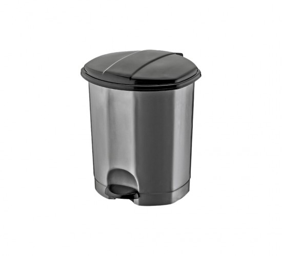 DÜNYA-01010-400&410 ( SİYAH & GRİ ) ( 5LT ) ( PEDALLI ) ÇÖP KOVASI PLASTİK ( 202X202X245MM )*12=K