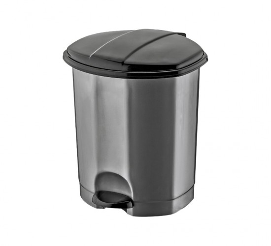 DÜNYA-01013-400&410 ( SİYAH & GRİ ) ( 18LT ) ( PEDALLI ) ÇÖP KOVASI PLASTİK ( 305X301X390MM )*6=K