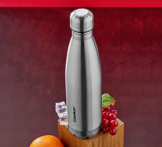 COOKER CKR-2053 ( 500ML ) ( KROM ) ŞİŞE TERMOS ( PASLANMAZ ÇELİK & KAYDIRMAZ TPR TABAN )*24