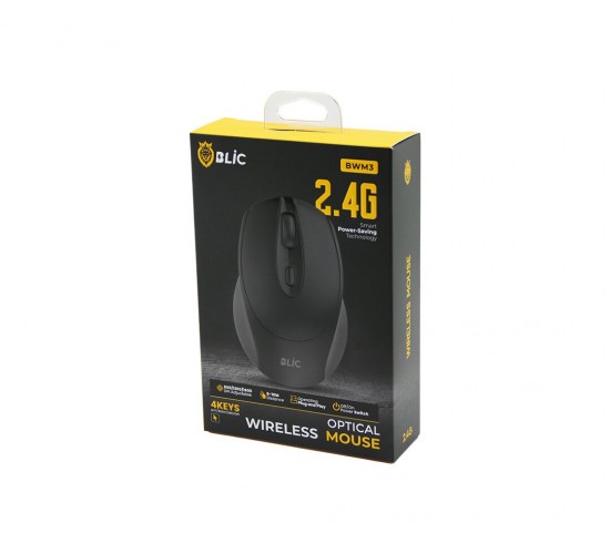 BLİC - BWM3 ( SİYAH ) KABLOSUZ MOUSE ( 2.4G ) ( 8-10M DİSTANCE ) ( WİRELESS & KABLOSUZ ) (1600DPI)*100