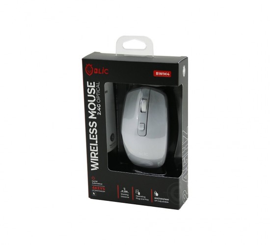 BLİC - BWM4 ( BEYAZ ) KABLOSUZ MOUSE ( 2.4G ) ( 8-10M DİSTANCE ) ( WİRELESS & KABLOSUZ ) (1600DPI) *100