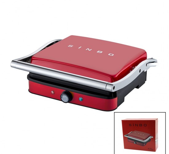 SİNBO SSM-2571 ( KIRMIZI ) IZGARA VE TOST MAKİNESİ ( AYARLANABİLİR ISI ) ( 180° AÇILABİLİR ÜST GÖVDE )*4
