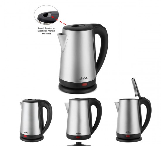 SİNBO SK-8026 ( ÇELİK ) KETTLE SU ISITICISI (KABLOSUZ KULLANIM) ( 1.8LT ) (360° DÖNEBİLME) (OTOMATİK KAPANMA)*4