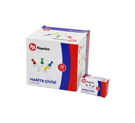 FİXPOİNT P-2459 ( 20PCS ) HARİTA ÇİVİSİ RENKLİ*30X20