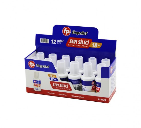 FİXPOİNT P-2458 SIVI DAKSİL & SİLİCİ 18ML ( SOLVENT İÇERİR ) ( FIRÇA UÇLU & HIZLI KURUMA & EKSTRA KAPLAMA )*12X48