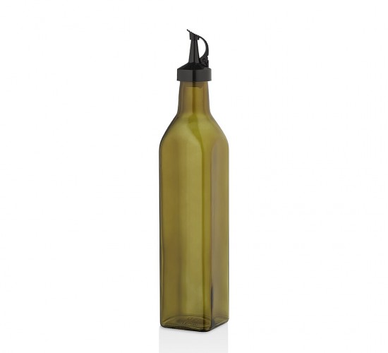 QLUX C-00407 ( YEŞİL ) ( CAM ) ORGANİK YAĞDANLIK ŞİŞE ( 750ML ) ( PLASTİK KİLİTLİ KAPAK )*12=K