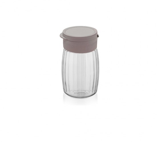 QLUX C-00559 ( LİNA ÇİZGİLİ ) ( CAM ) TUZLUK & BAHARATLIK ( 100CC ) ( RENKLİ PLASTİK KAPAK )*30=K