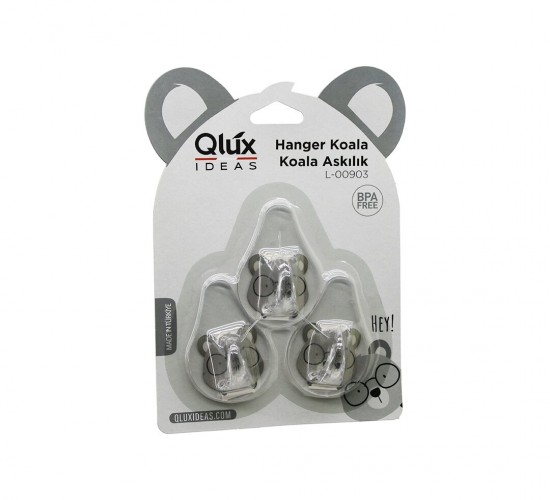 QLUX L-00903 ( 3PCS ) KOALA ASKI ( ŞEFFAF ASKI ) ( YAPIŞKANLI MONTAJ )*60
