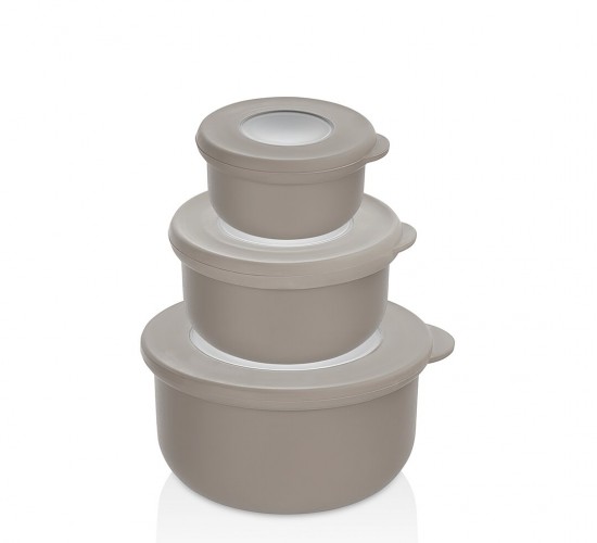 QLUX L-00957 QLİFE ( 3PCS SET=100ML+250ML+500ML ) KAPAKLI KASE & SAKLAMA KABI SET ( PENCERELİ ŞEFFAF KAPAK )*24=K