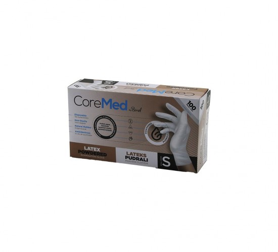 COREMED BİMEL HASPET ( S ) ( PUDRALI ) LATEX MUAYENE ELDİVENİ ( LATEKS ) 100LÜ*1X20