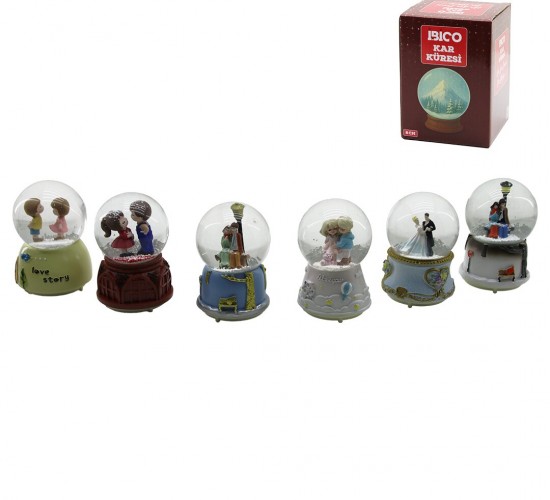 İBİCO İ12-074 ( ORTA BOY & 8CM ) ( PİLLİ & IŞIKLI ) ( MÜZİKLİ ) KAR KÜRESİ CAM ( İNSAN FİGÜRLÜ & DESEN MİX ) RENKLİ*36                     qwe02