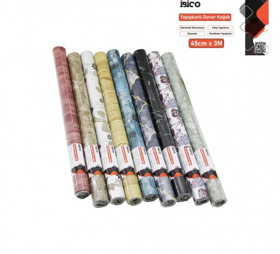 İBİCO İ13-071 ( 3MT X 45CM ) MİX DESENLİ FOLYO DUVAR KAĞIT ( KENDİNDEN YAPIŞKANLI & EKO DEKORASYON & DAYANIKLI )*100