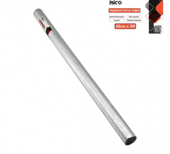 İBİCO İ13-082 ( 3MT X 60CM )( ALÜMİNYUM GÜMÜŞ )( TEZGAH ÜSTÜ ) FOLYO STİCKER & DUVAR KAĞIT ( KENDİNDEN YAPIŞKANLI & EKO DEKORASYON & DAYANIKLI )*100