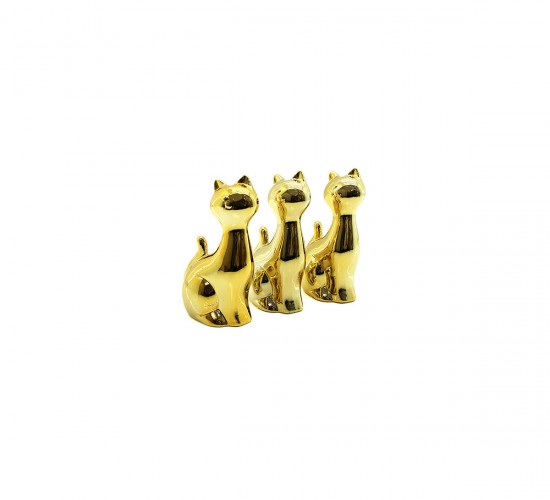 İBİCO İ12-104 ( KEDİ & KÜÇÜK ) ( GOLD & SERAMİK ) BİBLO & DEKORATİF SÜS EŞYASI*12X20