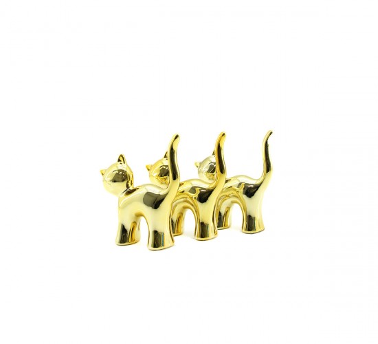 İBİCO İ12-120 ( KEDİ & ORTA ) ( GOLD & SERAMİK ) BİBLO & DEKORATİF SÜS EŞYASI*12X16