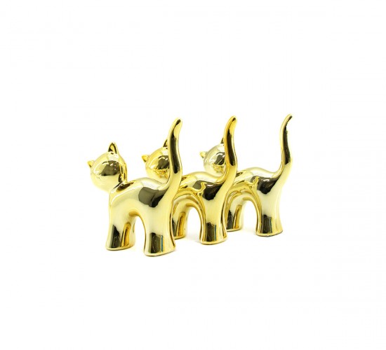 İBİCO İ12-121 ( KEDİ & BÜYÜK ) ( GOLD & SERAMİK ) BİBLO & DEKORATİF SÜS EŞYASI*6X16