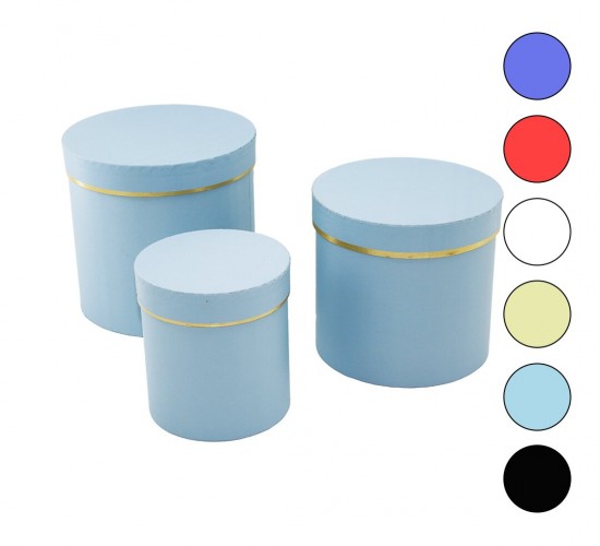 İBİCO İ12-084 ( 3PCS ) ( YUVARLAK ) ( MAT RENKLİ & DÜZ RENK ) KARTON HEDİYE KUTUSU ( 18-16-12CM )*36